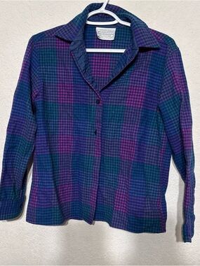 Pendleton vintage Teal and Purple Plaid Wool Shirt